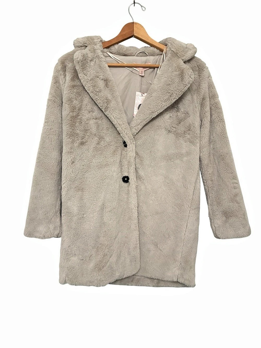 Philip Faux Fur Teddy Coat in Gray new with tags